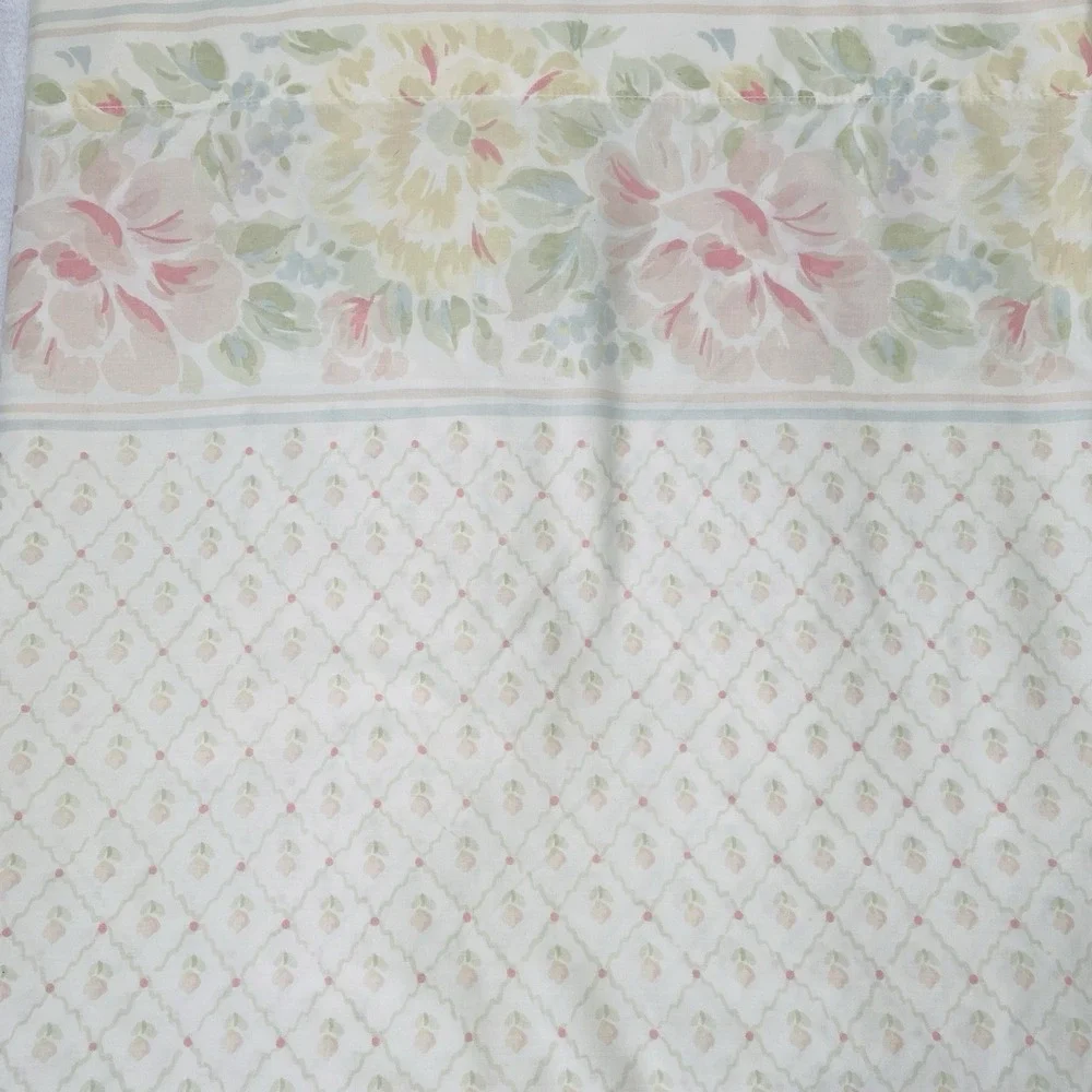 Vintage JC Penney Double Flat Sheet Shabby Cottage Pink Floral Trellis Pattern